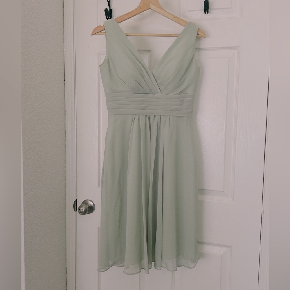 Azazie Light Green V-Neck Midi Dress